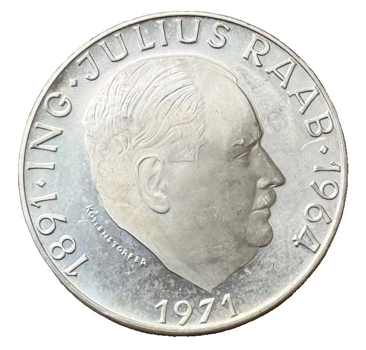 50 Schilling 1971 Österreich Julius Raab 20g 900 Silber Münze