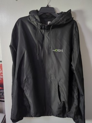 The Chive Windbreaker Jacket Mens XL Front Pocket Half Zip With Drawstring Hood