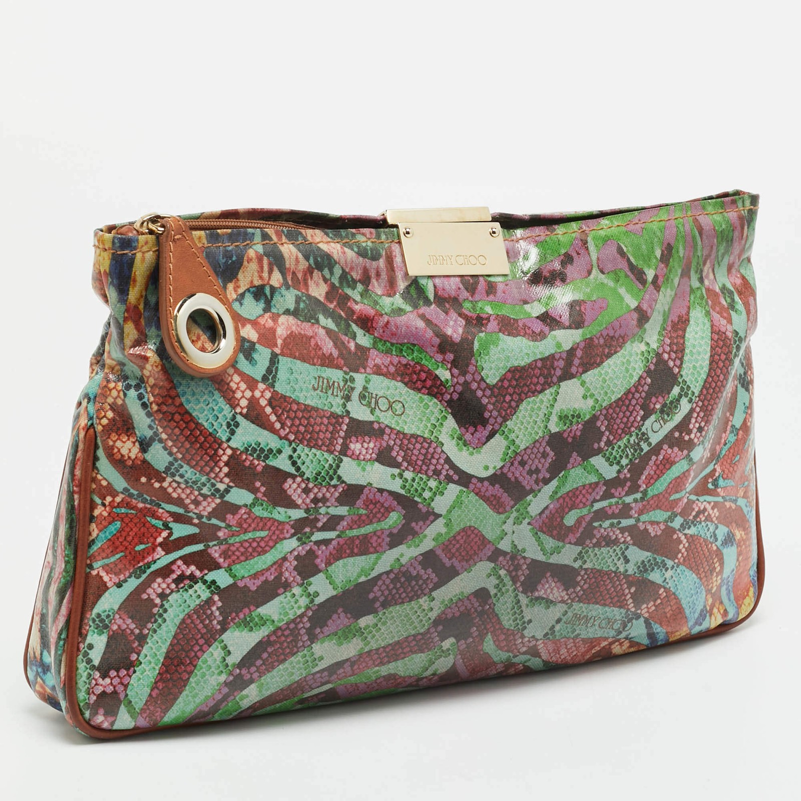 Jimmy Choo Multicolor Python Print Coated Canvas … - image 3