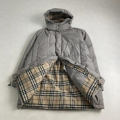 W4248 BURBERRY LONDON Down Jacket 2-Way Down Coat Nova Check A-Line Gray