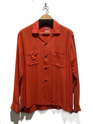 OTHER BRANDS LONG SLEEVE SHIRT 50s LOOP COLLAR Berma L Black Stitch ORN Used