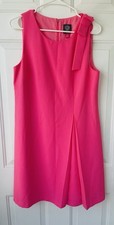 Vince Camuto Pink Shift Dress Sleeveless Bow Pleat Accent Knee Length Size 12