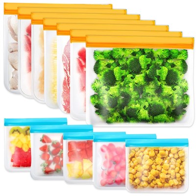 12er Pack Wiederverwendbare Aufbewahrungsbeutel - BPA-freie Gefrierbeutel,
