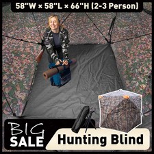 New Hunting Blind,360° See Through Ground Blind W/ Mat for 2-3 Person,Camouflage