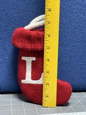 Target Wondershop Red Mini 7" Christmas Stocking w/ Embroidered "L  Letter Knit