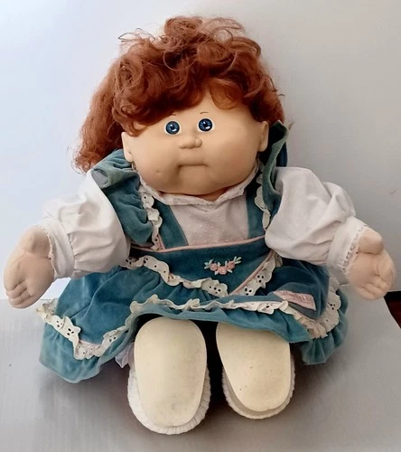 Talking  Cabbage Patch Doll Red Hair Blue Eyes Original Outfit 1987
