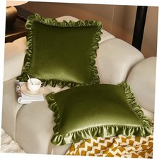 Velvet Throw Pillow Covers 18 x 18 Inch Set 18" x 18" Pack of 2 Olive Green