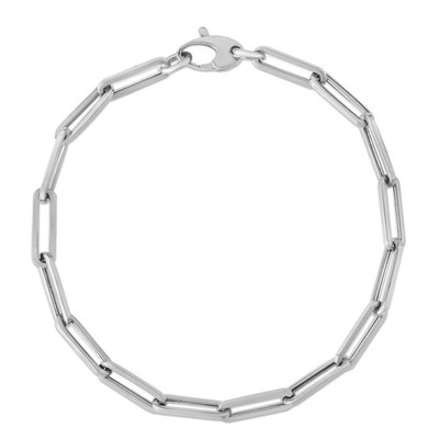 4 mm Büroklammer Gliederarmband Echt 14K Weißgold 7,5 Zoll
