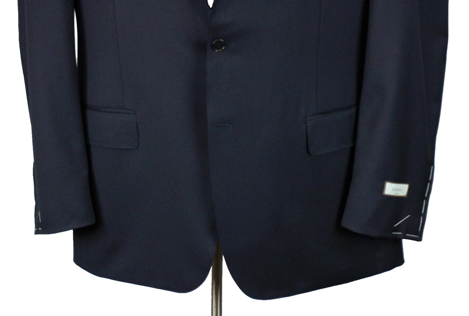 CANALI Suit 46 R (56 EU) Mens Solid Navy Wool 2 Piece Two Button New - Image 3 of 4