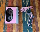 Vintage Pink Sony WM-70 Walkman Cassette Player With Headphones FOR PARTS/REPAIR
