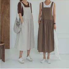 Mori Girls Suspender Dress Lolita Sleeveless Tank Dress Ethnic Cotton Linen