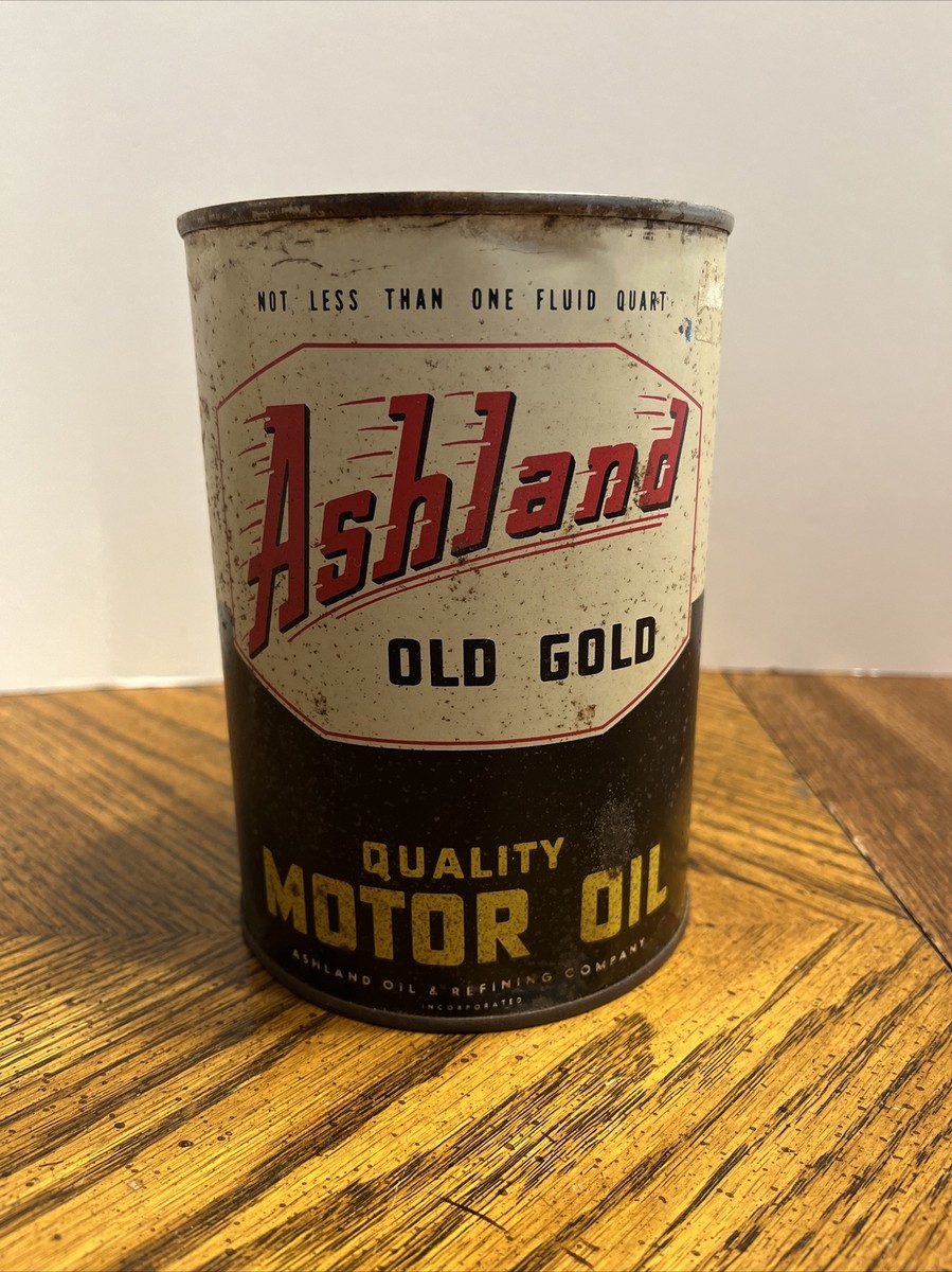 Vintage Ashland Oil Old Gold Quality Motor Oil Can Rare Black