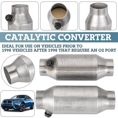 2Pcs Universal 2.5" Inlet/Outlet High Flow Catalytic Converter w/O2 Port EPA ZYL - Picture 4 of 9