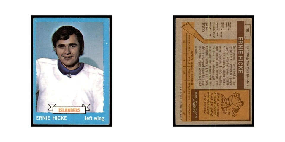 Ernie Hicke 1973 Topps #18 Hockey Cards Hockey Card EX - Image 3 of 3