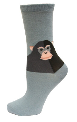 Hotsox Kids Crew Socks Monkey 1 Pair, Blue/Grey, Medium/Large