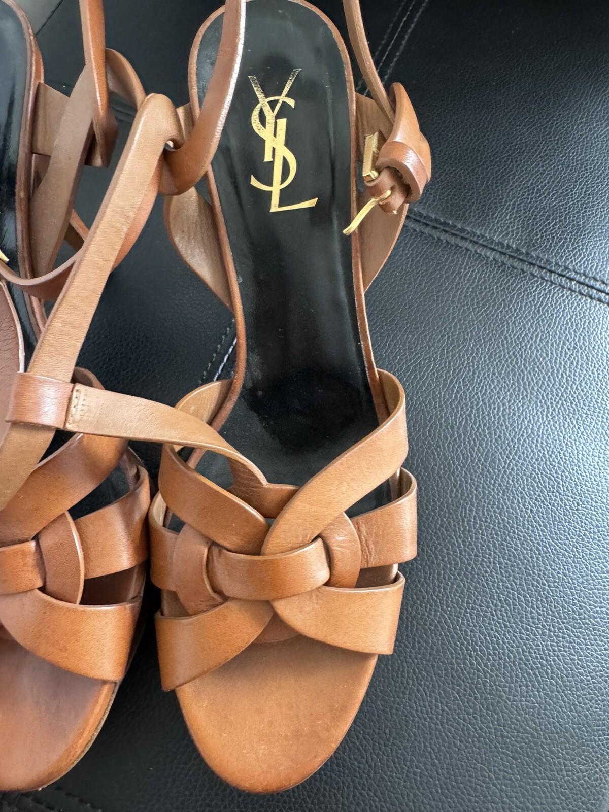 Sandali Saint Laurent TRIBUTE in pelle cinturino punta aperta plateau taglia 39 5