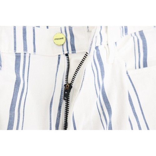 Frame Jeans Womens Size 32 Le High Flare Blue White Striped Cotton Stretch - Picture 9 of 15