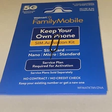 Walmart Family Mobile Sim Pin Kit Works In Smart Phone Nano Calls Phone
