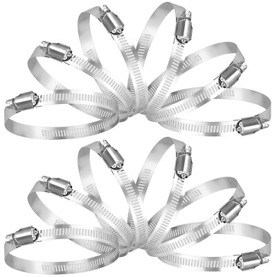 12PCS Hose Clamp Set - 3'' 4'' 304 Stainless Steel Worm Gear Hose Clamps for Pip