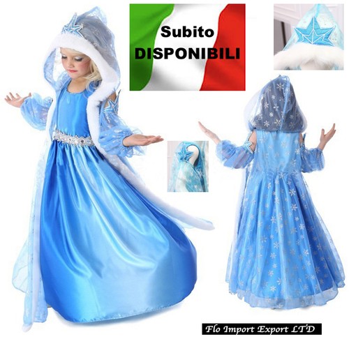 Frozen Vestito Carnevale Elsa Mantello Cappuccio Cosplay Elsa Costume  789010 | eBay