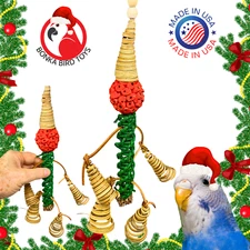 Bonka Bird Toys 2741 Christmas Twist Elf Natural Sola Vine Chew Shred Parrot Toy