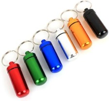 Box Keychain Medicine Pill Box Aluminum Container Holder Waterproof Case 6 PCS