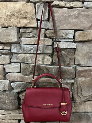 Michael Kors Ava Red Saffiano Leather Shoulder Bag Handbag