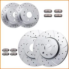 Front Rear Drilled Slotted Brake Rotors Brake Pads Kit for Chevrolet Equinox GMC