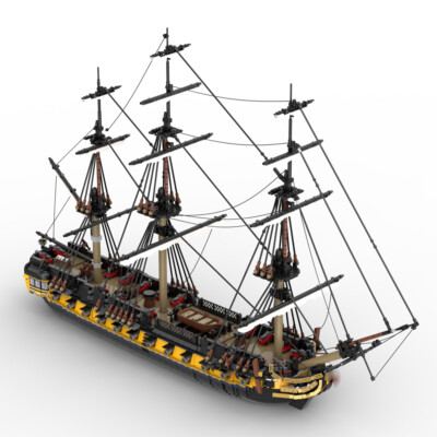 Custom MOC 44-gun Frigate Full Rigged Ship with Masts and Interior 6029  Bricks UK