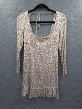 Free People Mini Dress Womens 4 Long Sleeve Lined Abstract Floral Multicolor