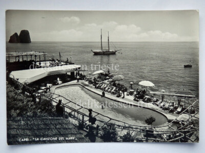 CAPRI Naples La Canzone del Mare animated swimming pool old postcard 2