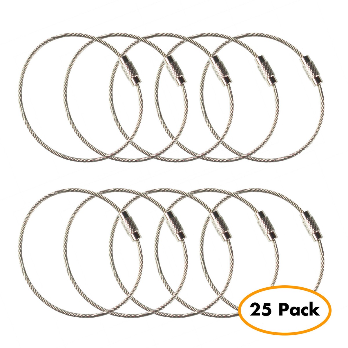 25pcs Stainless Steel Wire Keychain 16cm Aircraft Cable Key Ring