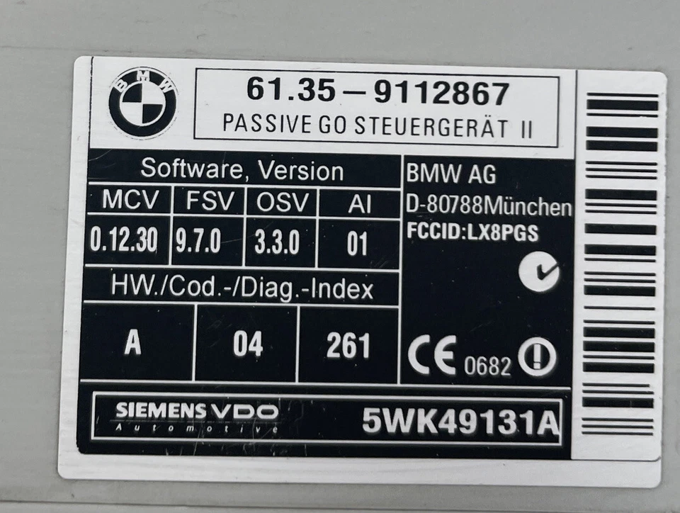 BMW E60 2007 serie 5 5 530Xi M6 módulo de control pasivo 61,35-9112867 Foto 3 de 4