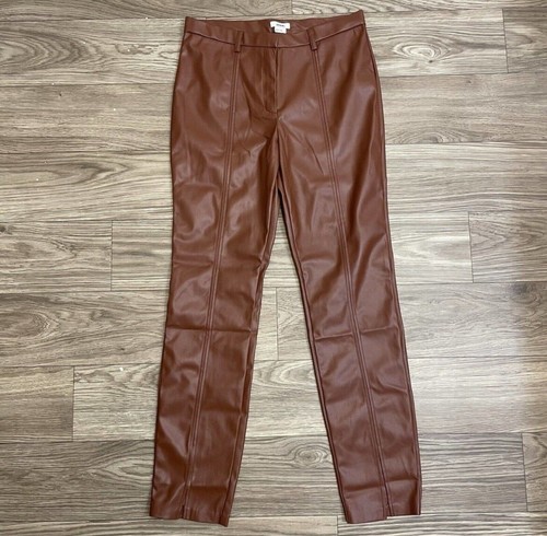 Jason Wu Light Brown Faux Leather Split Ankle Seam Pants sz M Classic Trendy - Picture 2 of 10