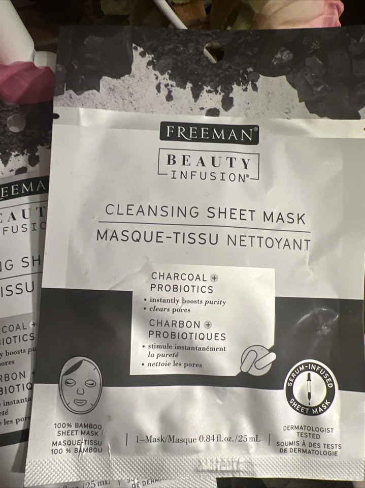 Freeman Beauty Infusion Mask Cleansing Sheet Mask Charcoal + Probiotics x2 (TWO) - Image 2 of 3