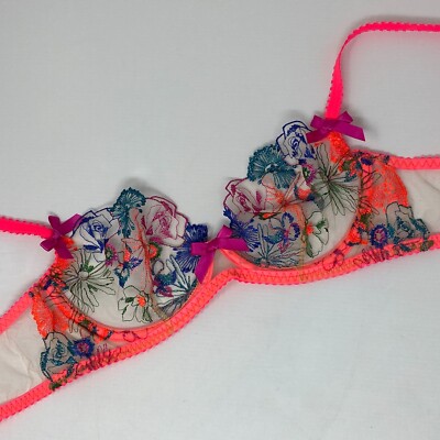Agent Provocateur Zuri Orange Teal Pink Bra 36D NWT $155 | eBay