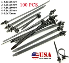 100 PCS Car Line Cable Ties Zip Tie Push Rivet Clip Wiring Loom Harness Fastener