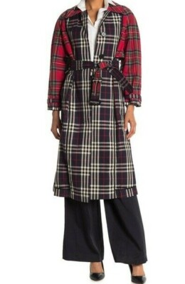 Burberry London Womens Long Plaid Check Trench Coat NWT US XS