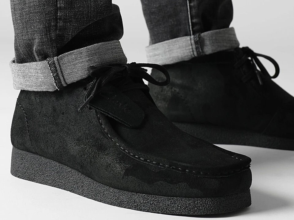 Clarks Wallabee Evo BT Mens Moccasin Shoes Black Suede G Fit Size