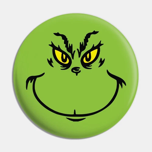 GRINCH FACE X-MAS PINBACK BUTTON 2.25" (58mm)