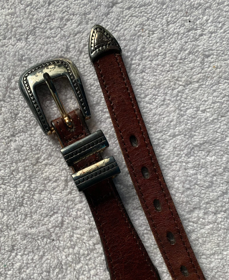 Cinturón concho de golf Greg Norman vintage cuero de vaca genuino plateado para hombre talla 36 Foto 2 de 4