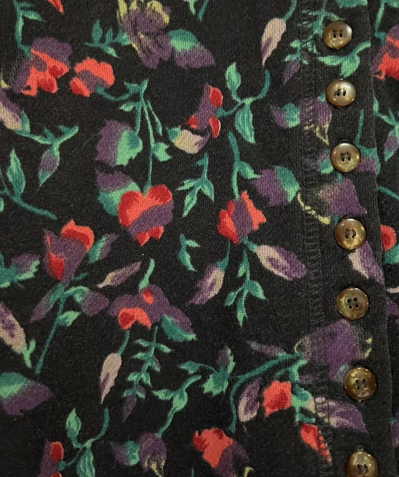 Cárdigan de mujer vintage floral de gran tamaño recortado con botones auténtico Forenza S  Foto 2 de 4