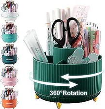 Pencil Holder For Desk ,5 Slots 360 Degree Rotating Desk Organizers A-Green