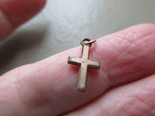 ANTIK VINTAGE ALT EDWARDIANISCH WINZIG ROSÉGOLD GEFÜLLT KREUZ ANHÄNGER CHARM ANHÄNGER GESCHENK - Bild 2 von 2