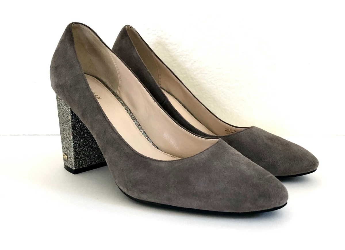 Cole Haan Women s Heels Alanna Pump Stormcloud Suede Gray Glitter Size 9.5 B