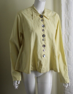 Eleven Stitch Design L FUNKY Buttons Tencel Soft Yellow Shaped Blouse Shirt Top