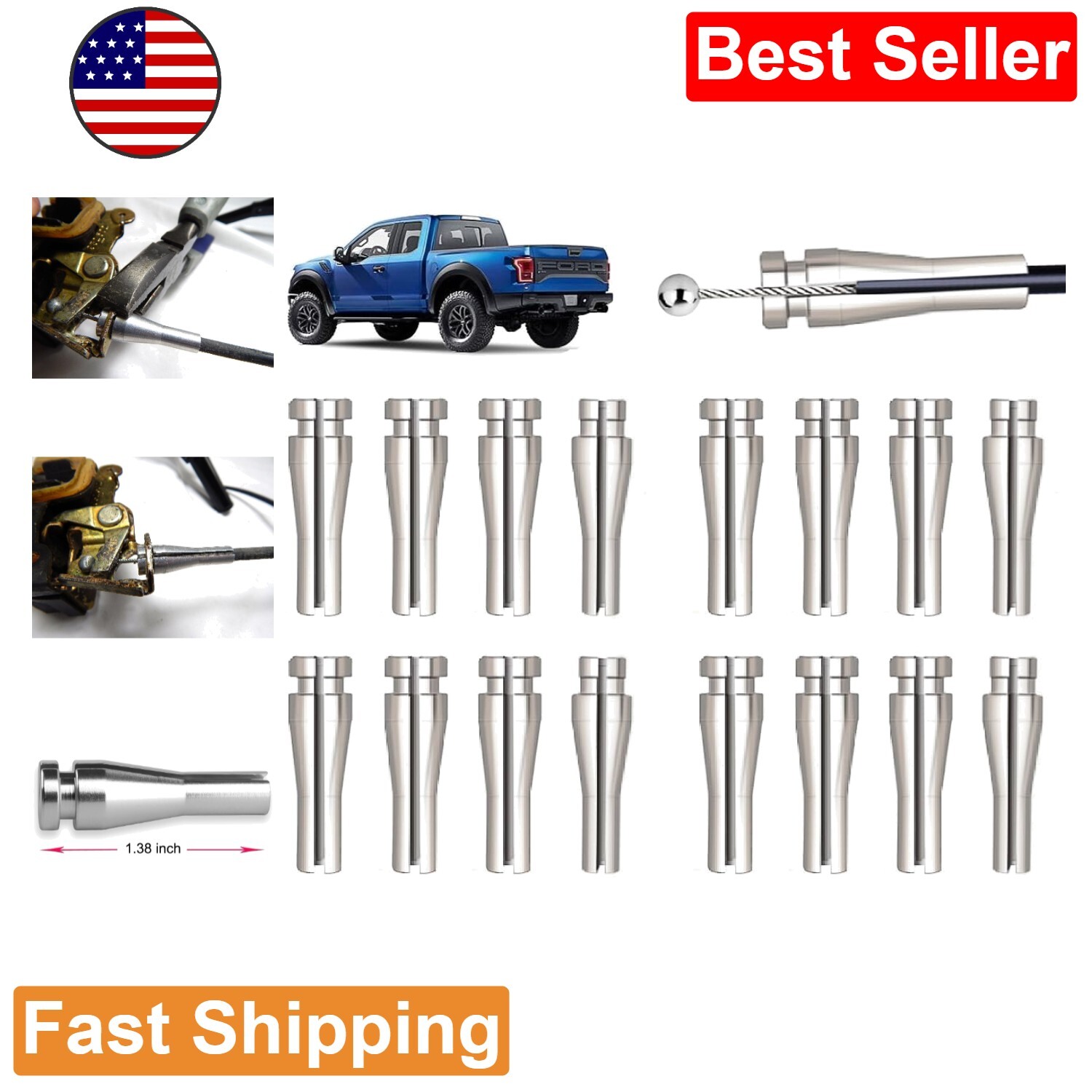 Latch Lock Cable Repair Kit Vehicle Door Replacement Parts 16 Ends