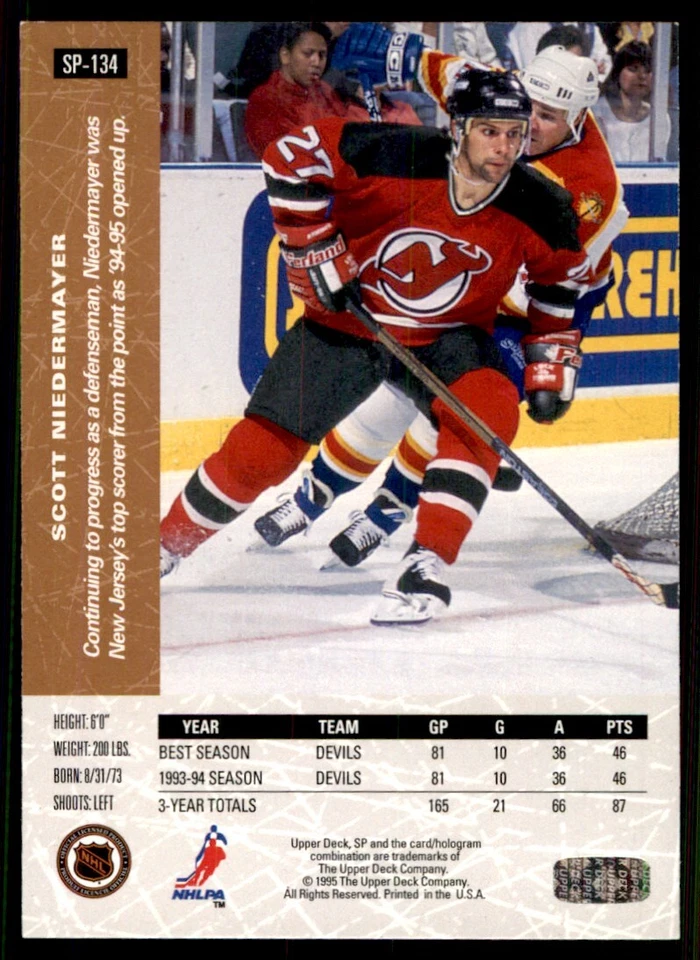 1994-95 Upper Deck SP Scott Niedermayer Florida Panthers #SP134 - Image 2 of 2