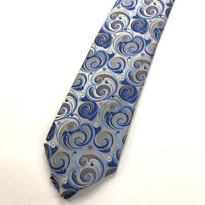 XMI Platinum Men's Tie 100% Silk 58'' Blue Gray Paisley Style NEW Without Tags