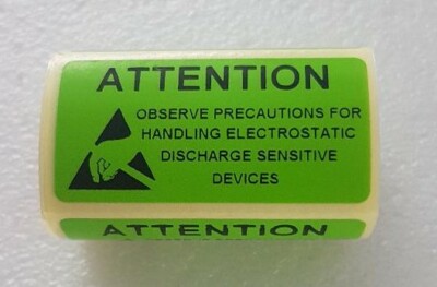 1000 GRÜNE ESD-Achtungsetiketten Antistatik 50 x 25 mm antistatische Warnaufkleber
